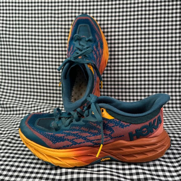 Hoka Speedgoat 5 Blue Orange Trail Running Shoe No Insoles Women's Size 6.5 B - Picture 1 of 6